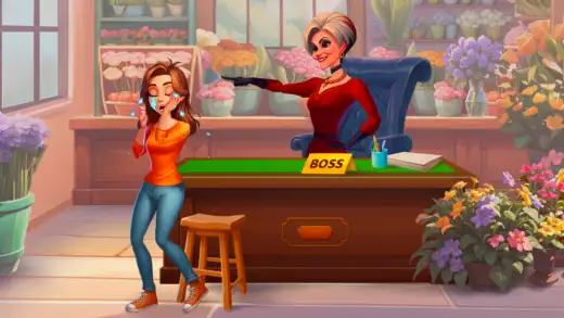 Scena di gioco con composizione di fiori tratta da Florescence